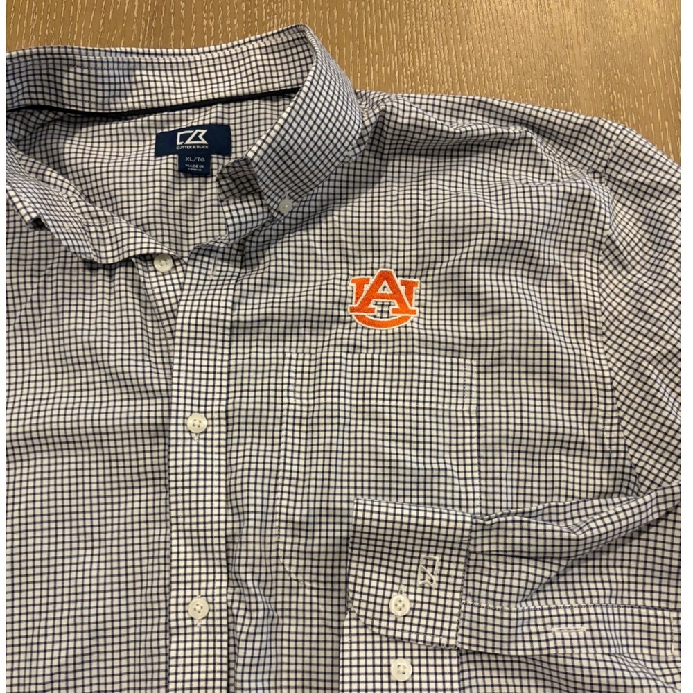 Cutter & Buck Blue White Auburn Tigers Long Sleeve Button Down Shirt XL